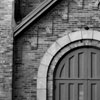 black and white church door