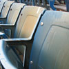 rusted seats at the tiger stadium in detroit, michigan